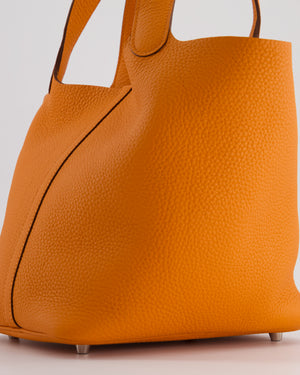 Hermès Picotin Bag 22cm in Orange Clemence Leather with Palladium Hardware