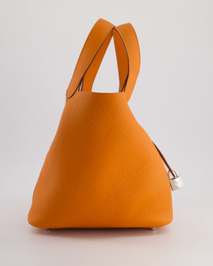 Hermès Picotin Bag 22cm in Orange Clemence Leather with Palladium Hardware