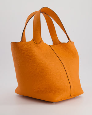 Hermès Picotin Bag 22cm in Orange Clemence Leather with Palladium Hardware