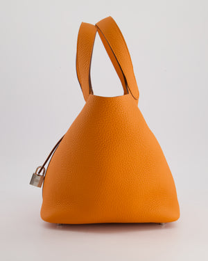 Hermès Picotin Bag 22cm in Orange Clemence Leather with Palladium Hardware