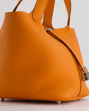 Hermès Picotin Bag 22cm in Orange Clemence Leather with Palladium Hardware