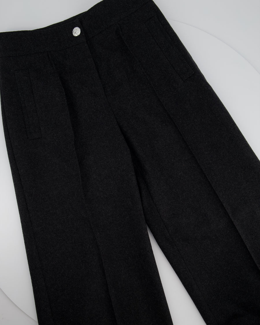 Chanel Charcoal High-Waisted Wool Trousers Size FR 34 (UK 6)