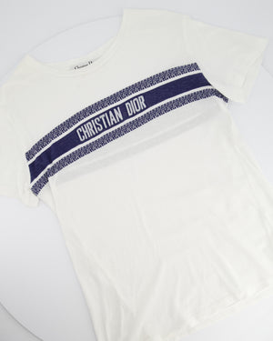 Christian Dior White Logo Print Short Sleeve T-Shirt Size M (UK 10)