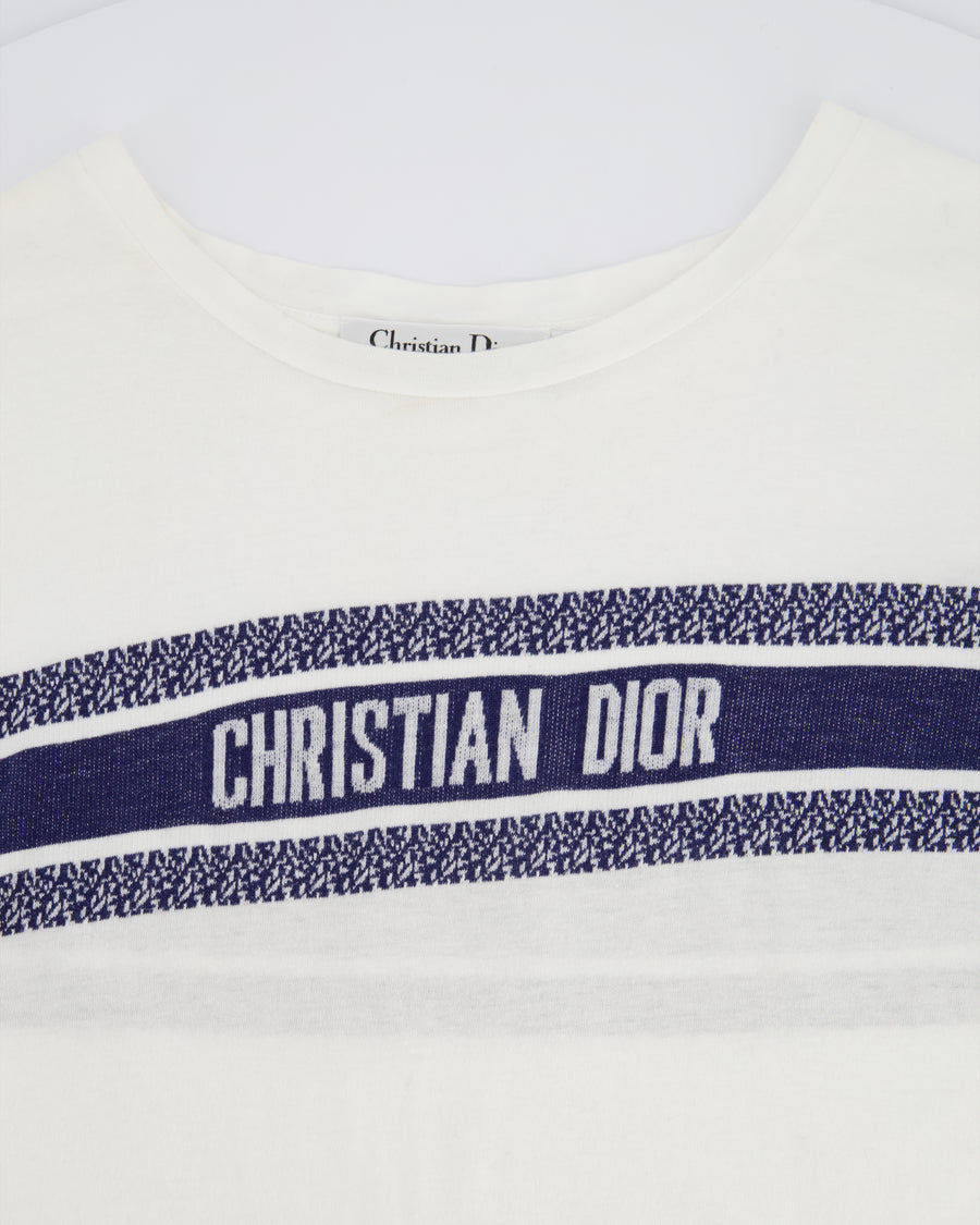 Christian Dior White Logo Print Short Sleeve T-Shirt Size M (UK 10)