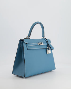 *HOT COLOUR* Hermès Kelly Sellier 25cm Bag in Bleu Jean Epsom Leather with Palladium Hardware