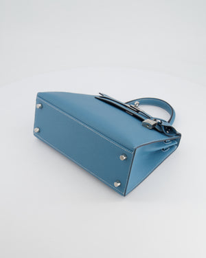 *HOT COLOUR* Hermès Kelly Sellier 25cm Bag in Bleu Jean Epsom Leather with Palladium Hardware