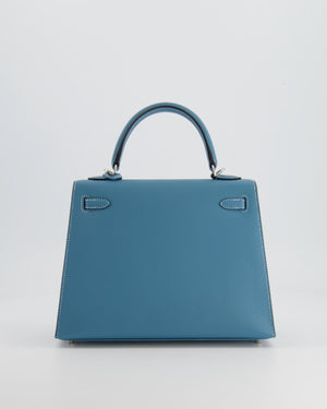 *HOT COLOUR* Hermès Kelly Sellier 25cm Bag in Bleu Jean Epsom Leather with Palladium Hardware