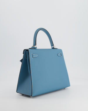 *HOT COLOUR* Hermès Kelly Sellier 25cm Bag in Bleu Jean Epsom Leather with Palladium Hardware