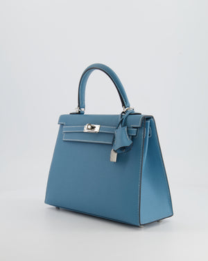 *HOT COLOUR* Hermès Kelly Sellier 25cm Bag in Bleu Jean Epsom Leather with Palladium Hardware