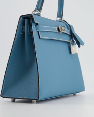 *HOT COLOUR* Hermès Kelly Sellier 25cm Bag in Bleu Jean Epsom Leather with Palladium Hardware