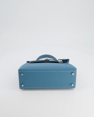 *HOT COLOUR* Hermès Kelly Sellier 25cm Bag in Bleu Jean Epsom Leather with Palladium Hardware