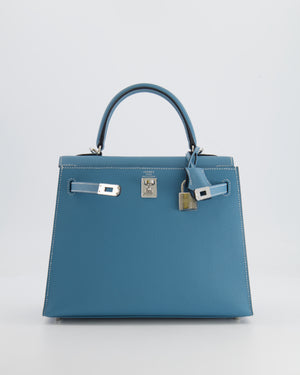 *HOT COLOUR* Hermès Kelly Sellier 25cm Bag in Bleu Jean Epsom Leather with Palladium Hardware