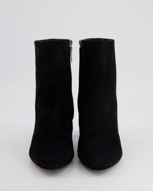 Saint Laurent Black Lou Suede Heeled Ankle Boots with YSL Logo Detail Size EU 39.5 RRP £1,050