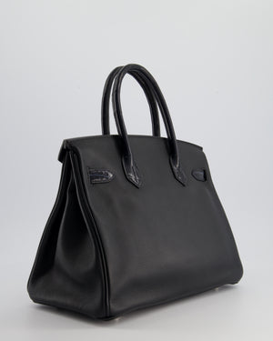 *HOLY GRAIL* Hermés Birkin 30cm Retourne Bag in Black Novillo Leather & Touch Alligator with Palladium Hardware