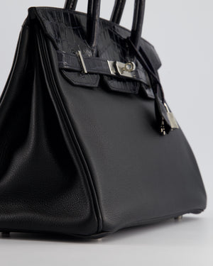 *HOLY GRAIL* Hermés Birkin 30cm Retourne Bag in Black Novillo Leather & Touch Alligator with Palladium Hardware