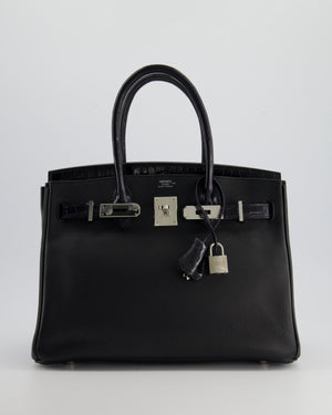 *HOLY GRAIL* Hermés Birkin 30cm Retourne Bag in Black Novillo Leather & Touch Alligator with Palladium Hardware