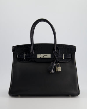 *HOLY GRAIL* Hermés Birkin 30cm Retourne Bag in Black Novillo Leather & Touch Alligator with Palladium Hardware