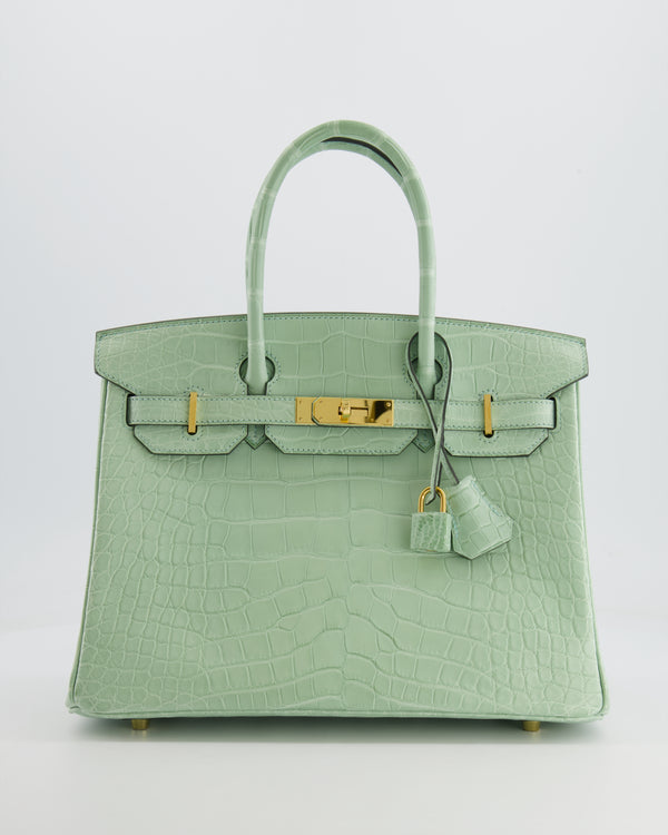 *SUPER RARE* Hermés Birkin 30cm Retourne Bag in Vert d'Eau Alligator Mississippiensis with Gold Hardware