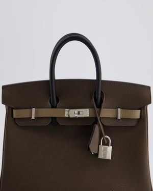 *RARE* Hermès Tri-Colour Birkin 25cm Bag Ecorce, Etoupe and Black in Epsom Leather with Palladium Hardware