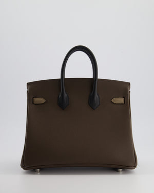 *RARE* Hermès Tri-Colour Birkin 25cm Bag Ecorce, Etoupe and Black in Epsom Leather with Palladium Hardware