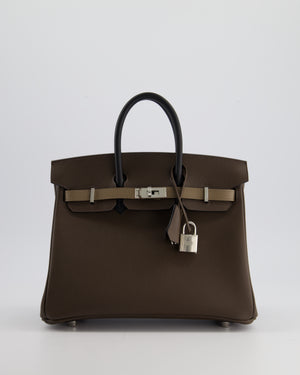 *RARE* Hermès Tri-Colour Birkin 25cm Bag Ecorce, Etoupe and Black in Epsom Leather with Palladium Hardware