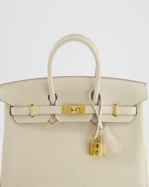 *HOT* Hermès Birkin 25cm Retourne Bag in Craie Togo Leather with Gold Hardware