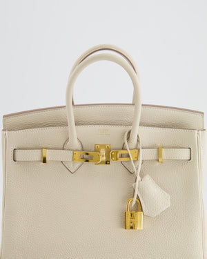 *HOT* Hermès Birkin 25cm Retourne Bag in Craie Togo Leather with Gold Hardware