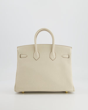 *HOT* Hermès Birkin 25cm Retourne Bag in Craie Togo Leather with Gold Hardware