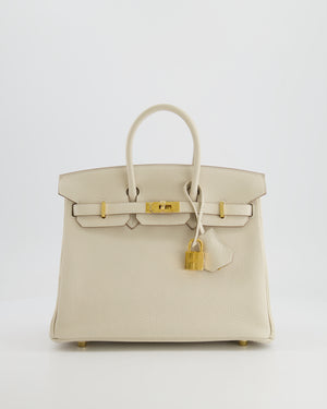 *HOT* Hermès Birkin 25cm Retourne Bag in Craie Togo Leather with Gold Hardware