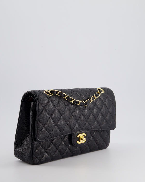 *HOT* Chanel Medium Black Classic Double Flap Bag in Caviar Leather with Gold Hardware