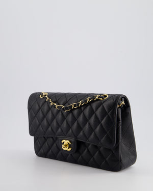 *HOT* Chanel Medium Black Classic Double Flap Bag in Caviar Leather with Gold Hardware