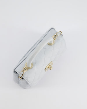 Chanel Pale Blue Extra Mini Coco Top Handle Bag in Caviar Leather with Champagne Gold Hardware