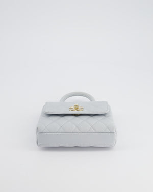 Chanel Pale Blue Extra Mini Coco Top Handle Bag in Caviar Leather with Champagne Gold Hardware