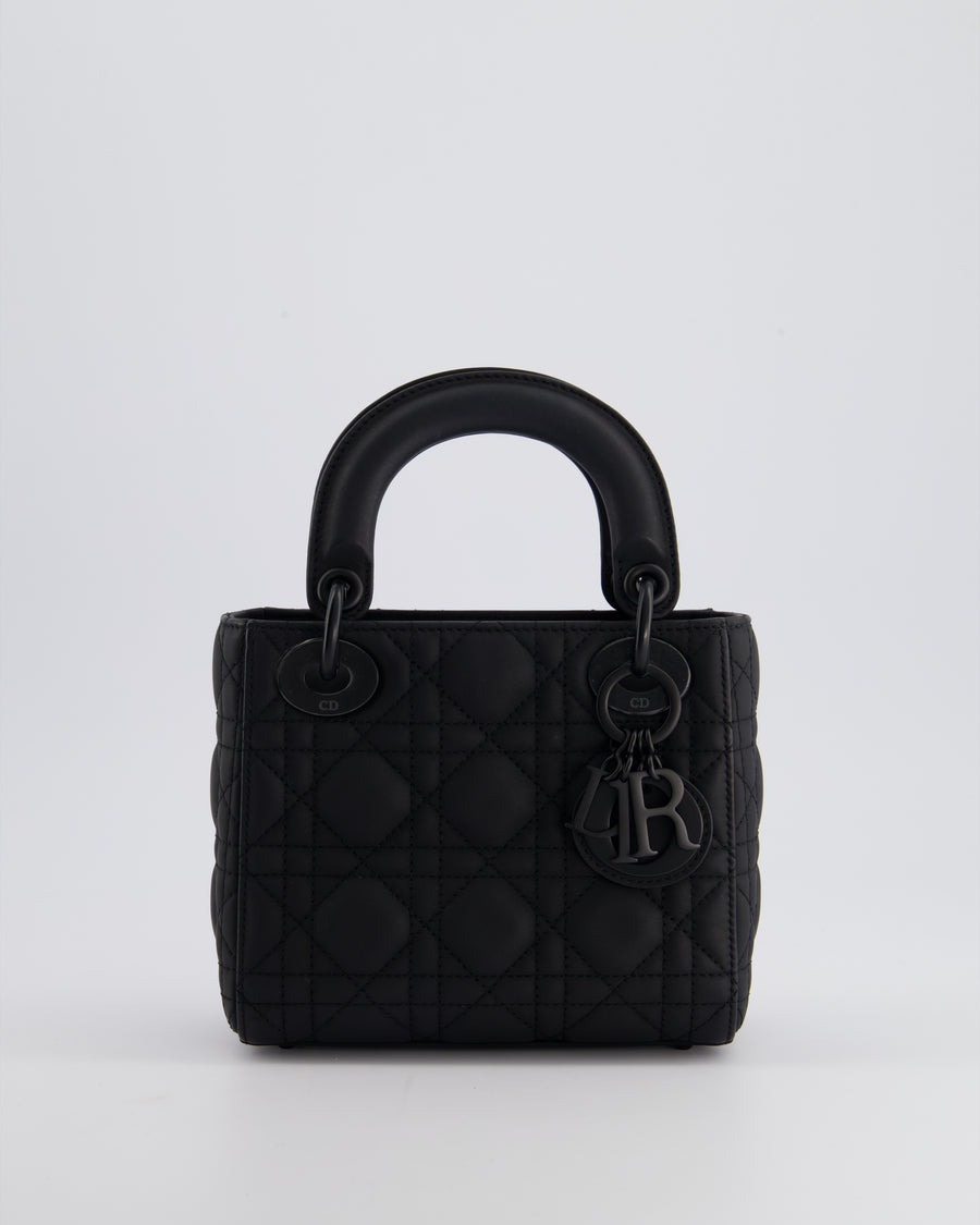 Christian Dior Mini Cannage Ultramatte Black Lady Dior Bag with Black Hardware RRP - £4200