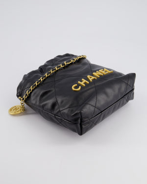 *RARE* Chanel Mini 22 Bag in Black Shiny Calfskin with Gold Hardware