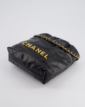 *RARE* Chanel Mini 22 Bag in Black Shiny Calfskin with Gold Hardware