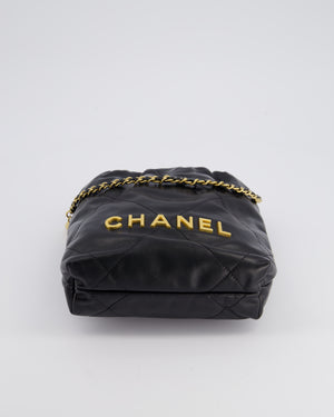 *RARE* Chanel Mini 22 Bag in Black Shiny Calfskin with Gold Hardware