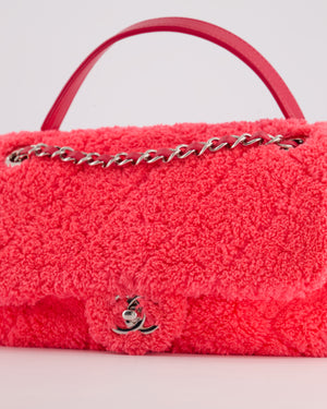 Chanel Hot Pink Quilted Terry Cloth Coco Beach Flap Bag With Silver Hardware