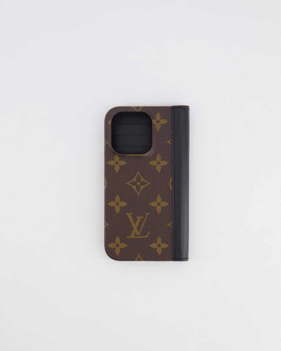 Louis Vuitton Brown Monogram Phone Case with Black Leather Details