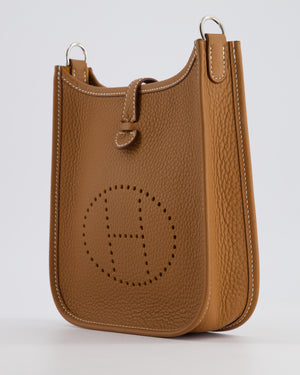 Hermès Mini Evelyne Bag in Gold Clemence Leather with Palladium Hardware