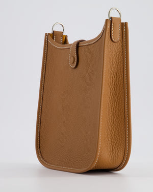 Hermès Mini Evelyne Bag in Gold Clemence Leather with Palladium Hardware