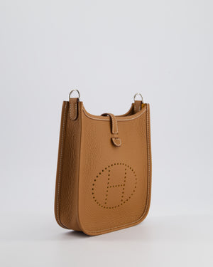 Hermès Mini Evelyne Bag in Gold Clemence Leather with Palladium Hardware