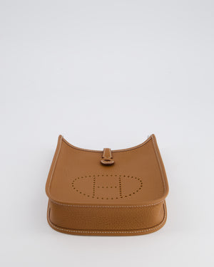 Hermès Mini Evelyne Bag in Gold Clemence Leather with Palladium Hardware