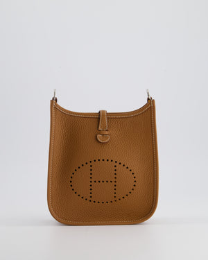 Hermès Mini Evelyne Bag in Gold Clemence Leather with Palladium Hardware