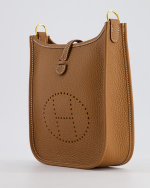 Hermès Mini Evelyne Bag in Gold Clemence Leather with Gold Hardware