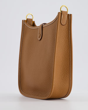 Hermès Mini Evelyne Bag in Gold Clemence Leather with Gold Hardware