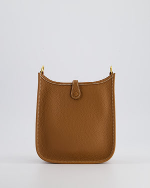 Hermès Mini Evelyne Bag in Gold Clemence Leather with Gold Hardware