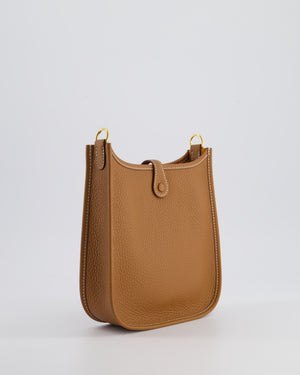 Hermès Mini Evelyne Bag in Gold Clemence Leather with Gold Hardware