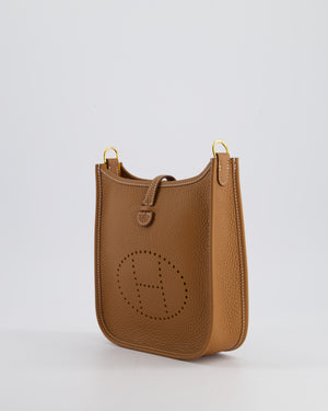 Hermès Mini Evelyne Bag in Gold Clemence Leather with Gold Hardware