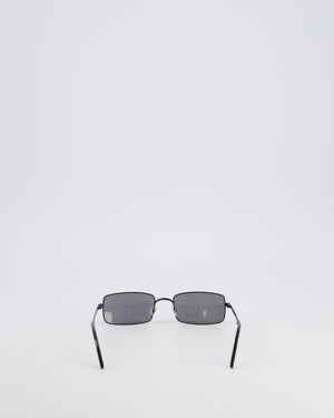 Saint Laurent Black Rectangular Sunglasses With Matte Black Metal Frame